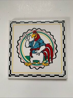 Vintage Foghorn Leghorn Rooster 6”x6”Ceramic Tile Trivet 90s